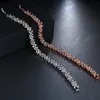 Charmarmband lyxiga kristall zirkonkvinnor blomkedjelänk armband armband med silverfärg kubik zirkoniumstenar