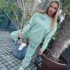 Brev Skriv ut Sportkläder Kvinnor Tvådelade Sats Sweatshirt Pullover Byxor Suit Kvinna Höst Vinter Casual Fashion 210527
