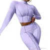 Kvinnor Casual 2 Två Piece Set Sticka Sportkläder Jogging Suit High Waist Yoga Tracksuits Slim Fit Winter Running Kläder S-XXL