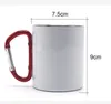 10oz Sublimation Camping Cups Stainless Steel Travel Coffee Mug with D-Ring Carabiner Hook as Handle for Outdoor Camping Hiking