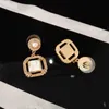 Stud Earrings designer Jewelry inlaid zircon square with steel seal