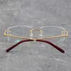 Vente de montures de mode sans monture en métal accessoires de lunettes myopes Adumbral hommes femme grandes lunettes carrées mâle et femelle 18K Gol220J