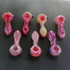 2023Atacado Mini cachimbos manuais de vidro Acessórios para equipamento de fumar Queimador de tabaco colorido 3D rosa roxo 3 polegadas de comprimento