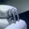 Handgemachte Mode Lady Party Ring 925 Sterling Silber 2 Reihe Pave AAAAA cz Verlobung Hochzeit Ringe für Frauen Statement Schmuck