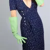 5本の指の手袋エクストラリングファッションフェイクレザーシープスキン24 "60cmピスタチオライトグリーン女性2021 PU190