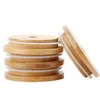 Bamboo Mason Jars Lids 70mm 88mm Wide Mouth Jar with Drinking Straw Hole Mason Lid