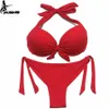 Eonar Bikini Solidne stroje kąpielowe Kobiety Push Up Set Brazylijski Cut / Classic Bottoming Garnitury Bathing Sexy Plus Size Swimwear 210630
