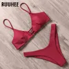 Ruuhee Bikini 2021 Mayo Kadınlar Mayo Brezilyalı Bikini Set Mermer Baskılı Mayo Push Up Düşük Bel Yaz Plaj Kıyafeti 210305