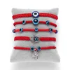 Ojo azul ojos malvados pulsera de cuerda roja palma creativa versátil dos pulseras de cuentas redondas