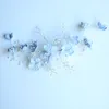 Jonnafe Light Blue Floral Commの結婚式のアクセサリー真珠のブライダルヘアジュエリー手作り女性の飾り