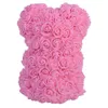 Teddy Bear of Roses Red and Pink Toy Bear Artificial Soap Flowers Roses Bear with Handbag for Mothers Day Gift Dropshiping 210624