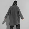 [EAM] Felpa oversize in denim nero con vestibilità ampia Nuovo collo alto Manica lunga Donna Taglia grande Moda Primavera Autunno 1K166 201106