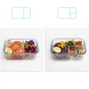 Rectangular Transparent Glass Lunch Box Microwave Oven Heating Food Bento Refrigerated Sealed Leakproof Container Y200429