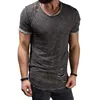 IceLion 2021 Summer Cotton T-shirt Hommes Fashion Hole T-shirt à manches courtes Solid Slim Fit O Cou Tops Casual Tshirt DropShipping 210317