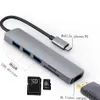 USB C HUB 3.0 6 в 1 адаптер с SD / Micro Card Reader 4K USB-C на HD-MI совместимый для MacBook Pro Air ноутбуков и другого типа C D458E