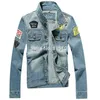 Men's Jackets Wholesale- Arrival Men Jean Jacket With Patches And Blue Color Denim Cotton Slim Fit Mens Coats 1807