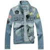 Mäns Jackor Partihandel - Ankomst Män Jean Jacket med fläckar och blå färg Denim Bomull Slim Fit Mens Coats 1807