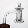 Quartz spinner banger set Smoke with deep carving pattern on the bowl + 1 glass terp pearl+carb cap+ cone for dab rig water