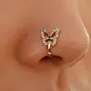 diamante cravejado de cristal borboleta falsa nariz nariz buraco nariz clipe clipe punctures jóias estilo indiano