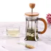 Franse perspot, koffiepot, bamboe houten dekking, Franse pers pot, handgeduwde huishoudelijke zeef, thee en koffiezetapparaat