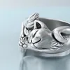 Hot Selling 925 Sterling Silver Lovely Cat Ring Jewelry Fashion Vivid Animal Finger Ring for Men Women RI2103053