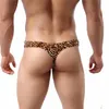 Sous-vêtements 2pcs sexy imprimé léopard hommes tongs g cordes bikini slips hommes sous-vêtements renflement poche culotte gay jockstrap283b