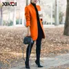 Femmes Vestes Laines Pardessus Femmes Automne Hiver Col Montant À Manches Longues Poches Mince Laine Manteaux Casual Femme Bureau Travail Plus La Taille