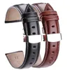 18mm - 24mm Watch Band Strap Brown Black High Quality Genuine Leather Watchbands Bracelet Accessories Deployment buckle