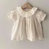 Sommar underbar prinsessa lotus krage skjorta baby ärm bodyysuits födda kläder toddler tjej outfits 210702