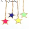 10Pcs Colorful Enamel Star Shape Gold Color Necklace For Women Ladies Star Pendant Necklaces Jewelry X0707