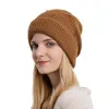 Basker mjuk varm slouchy beanie cap unisex vinter personligt hål nödställt virkning skidfast färg baggy slouch hatt