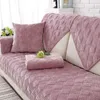 Kort plysch grå färg soffa handduk europeisk kort förtjockad quilted cover slip resistent soffa för vardagsrum 210723