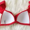 Bikini Brazilian Mujer Summer Ruffle Swimwear Women Red White Black Push Up Pads Sexy Swimsuit Bandage Two Piece Swim Wear 210712