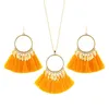 Necklace Earrings Set & 2022 Hand-woven Tassel Ethnic Bohemian Round Sweater Chain