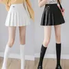 Femmes court plissé coréen Slim Fit taille haute solide Preppy Style Empire jupes filles mode Mini a-ligne jupe 210309