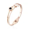 Bracelet de coquille de couleur or rose en acier inoxydable, amoureux de cristal, bracelet de caractère romain, bracelet de manchette, bijoux de mariage Q0717