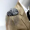 Pretty Tassel Epaulet Rhinestone Board Costume Shoulder Badge Decor para hombre mujer