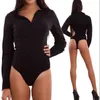여성용 Jumpsuits Rompers 2021 사무실 Bodysuit 여성 긴 소매 버튼 솔리드 V 넥 jumpsuit Romper 스트레치 숙녀 Leotard 바디 탑 Shir