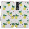 Plånbok Läderfodral för Samsung S22 Plus iPhone 13 Mini Pro Max Marble Wolf Flower Pineapple Photo Frame Slot Stativ Cover
