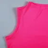 OMSJ Estate Neon Rosa Mini Abito Senza Maniche Aderente Moda Sexy Clubwear Del Partito Skinny Solido Sottile di Base 2021 Abiti Caldi Nuovo