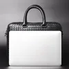 Men Bags Mini Briefcase Handbags Leather Laptop Bag Cowskin Genuine Leather Woven Commercial Business Men's Bags Small size239L