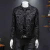 Luxury Flocking Bomber Jacket Men Autumn Business Casual Slim Lapel Single Breasted Dress Coat Social Street Wear 211214