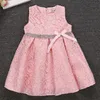 Meisjes elegante jurk baby meisjes zomer mode roze kant grote boog partij tule bloem prinses trouwjurken baby meisje jurk Q0716