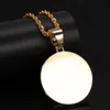 Anpassad POS -halsband Fashion Gold Plated Circle Memory Iced Out Pendant Mens Hip Hop Halsband smycken204G