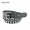 Bokadiao mannen lederen riem punk kogels klinknagel mode motor riemen voor vrouwen luxe jeans tailleband vrouwelijke riem hoge kwaliteit Q0630