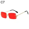Sunglasses Luxury Designer Women Men Clear Ocean Lens Aesthetic Eyewear Vintage Rimless Square Sun Glasses UV400 2022 Trend