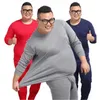 Grande taille sous-vêtement thermique hommes O cou coton sous-vêtement thermique pantalon long costume chaud t-shirt respirant résister froid hiver 211108