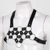 Belts Men Punk Sexy Hollow Up Short Tanks Crop Top PU Leather O-ring Rivets Decor Underwear Crisscross Back Vest Restraint Chest Belt