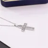 Pendant Necklaces Luxury Silver Color Cross Necklace Micro Pave Cubic Zirconia Women Hip Hop Stainless Steel Chain Jewelry Gift