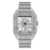 Wristwatches Hip Hop Cool Men's Watches Luxury Diamond Quartz Wrist Watch Calendar Square Iced Out Reloj Hombre Drop241V